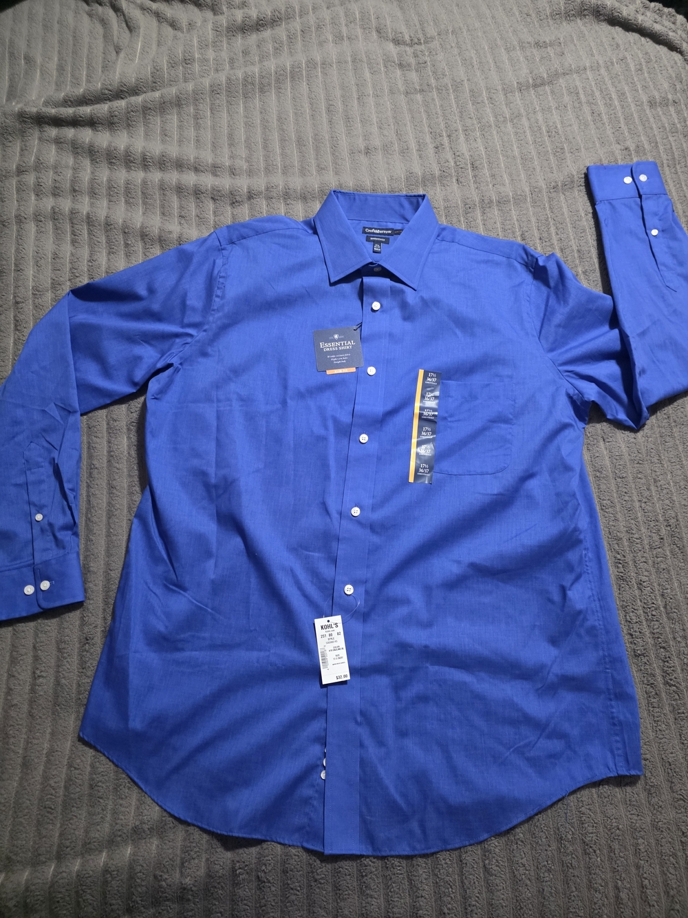 croft & barrow Men's Royal Blue Dress Shirt Button-Up